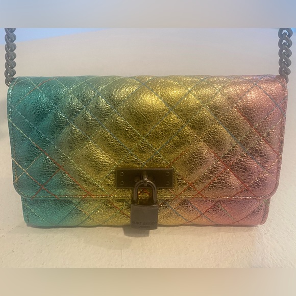 Kurt Geiger London Brixton Metallic Leather Wallet on chain NWT - Picture 9 of 10